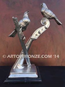 Limited edition bronze bird and finches home sculpture for private collector