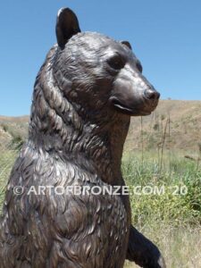 Permission to Pass bronze sculpture grizzly bear, black bear and brown bear mascot for school, university or zoo