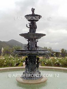 Triumvirate bronze cast monumental heroic Greek or Greco Roman tiered fountain Estate centerpiece
