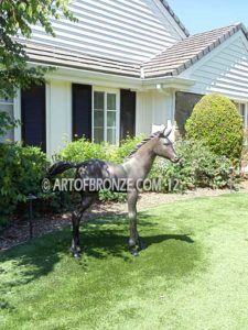 Chanel bronze sculpture of standing foal horse for ranch or equestrian center