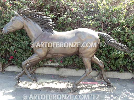Faster than Light bronze sculpture of running arabian horse for ranch or equestrian center