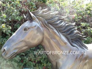 Faster than Light bronze sculpture of running Arabian horse for ranch or equestrian center
