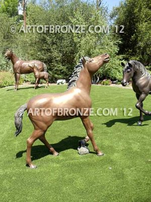 Chanel bronze sculpture of standing foal horse for ranch or equestrian center