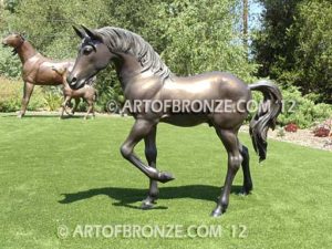 Legacy bronze sculpture of standing foal horse for ranch or equestrian center