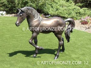 Legacy bronze sculpture of standing foal horse for ranch or equestrian center