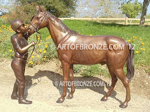 My Love bronze outdoor sculpture of equestrian show jumping and hunter jumper horse