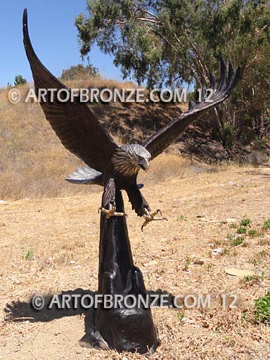 American Spirit school mascot monument of bronze eagle landing