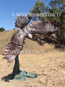 Vantage Point bronze sculpture of eagle monument for public park or mascot