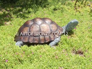 Great One sculpture of large bronze turtle that can spray water from mouth into fountain