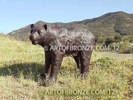 High Country King majestic, monumental outdoor bronze walking bear sculpture