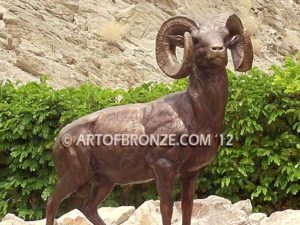 Monarch special edition, monumental outdoor ram standing on bronze base