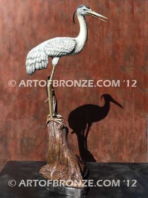 Above the Marsh bronze sculpture of outdoor wildlife heron