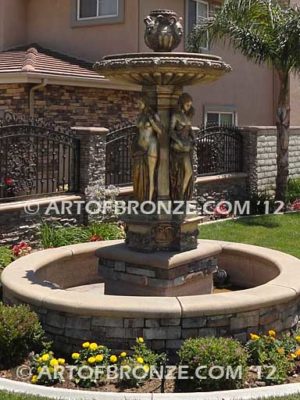 Divine Tranquility bronze cast monumental heroic Greek or Greco Roman tiered fountain Estate centerpiece