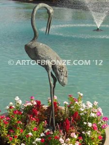 Serene Waters lost wax casting of three cranes for fountain