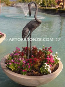 Serene Waters lost wax casting of three cranes for fountain