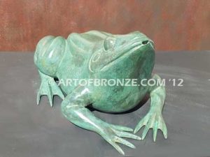 Sunshine Day bronze sculpture of resting frog for outdoor pond, pool or aquatic display