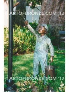Special Lil Helper bronze sculpture of standing boy with paint can and roller brush