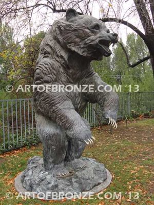 Legend & Myth bronze sculpture grizzly bear, black bear and brown bear mascot for school, university or zoo