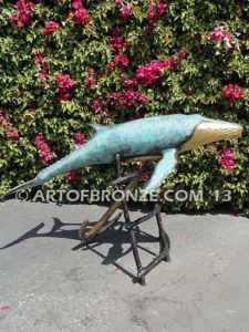 Anchor of the Heart marine art bronze sculpture whale, dolphin and shark monument
