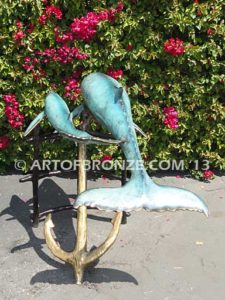 Anchor of the Heart marine art bronze sculpture whale, dolphin and shark monument