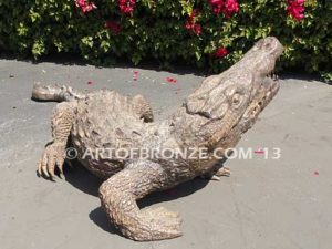 Don’t Touch bronze fine art gallery or school mascot sculpture of crocodile, alligator and reptiles