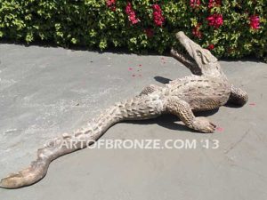 Don’t Touch bronze fine art gallery or school mascot sculpture of crocodile, alligator and reptiles