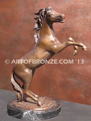 Wild at Heart sculpture gift or award of reared horse attached to a marble base