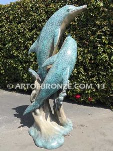 Jubilation bronze fine art gallery sculpture of dolphins, whales and porpoises