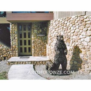 Friendly Encounter gallery quality standing bear with cub at front door entrance in Mammoth