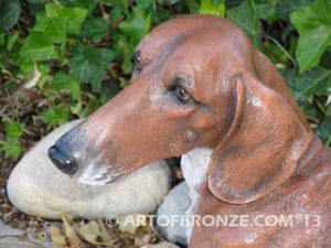Lola Dachshund gallery quality custom bronze sculpted statue of beloved weiner dog