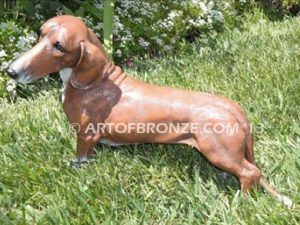 Lola Dachshund gallery quality custom bronze sculpted statue of beloved weiner dog