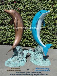 Above the Splash marine art bronze sculpture dolphin monument