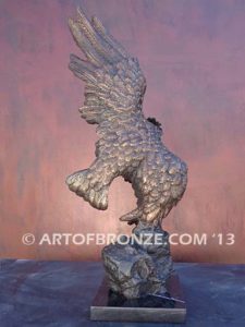 Bronze sculpture of bald eagle on custom marble base