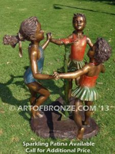 Ring Around fountain sculpture of three girls holding hands and dancing around