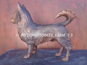 Chihuahua long-haired gallery & custom quality bronze sculpted dog pet statues