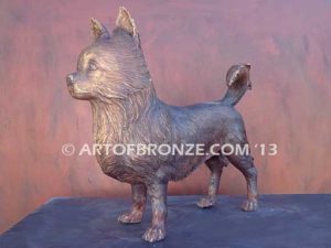 Chihuahua long-haired gallery & custom quality bronze sculpted dog pet statues