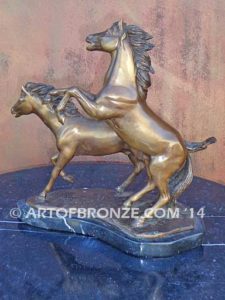 Air & Escape sculpture of playing mustang horses attached to base for indoor home or office