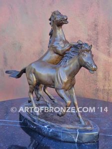 Air & Escape sculpture of playing mustang horses attached to base for indoor home or office