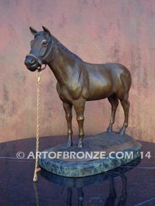 Show Time sculpture of standing horse attached to marble base for indoor home or office display