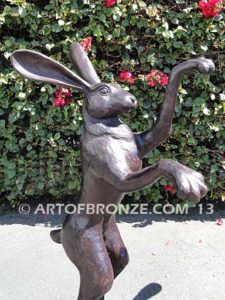 Boxing Hares high quality cast bronze rabbit and hare sculptures boxing each other