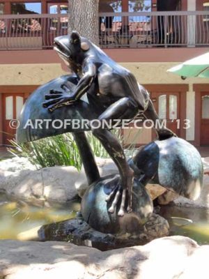 Frog Prince gallery quality frog playing on top of mushrooms outdoor water fountain