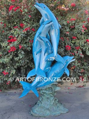 Razzle Dazzle bronze fine art gallery sculpture of dolphins, whales and porpoises