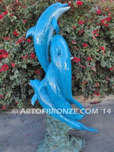 Razzle Dazzle bronze fine art gallery sculpture of dolphins, whales and porpoises