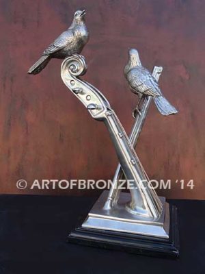 Limited edition bronze bird and finches home sculpture for private collector