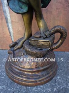 Blind Justice monumental bronze sculpture of Lady Justice holding scales for law firm or lawyers office