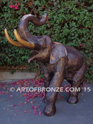 Elephant Majesty bronze cast playful heroic elephant fountain for outdoor