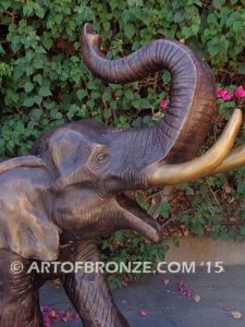 Elephant Majesty bronze cast playful heroic elephant fountain for outdoor