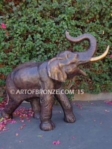 Elephant Majesty bronze cast playful heroic elephant fountain for outdoor