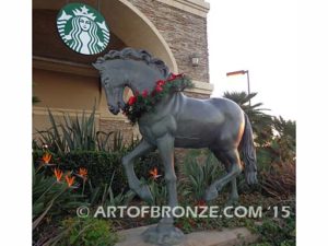 Glory bronze sculpture of running stallion horse for ranch, shopping center or equestrian center