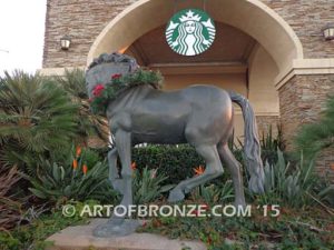 Glory bronze sculpture of running stallion horse for ranch, shopping center or equestrian center